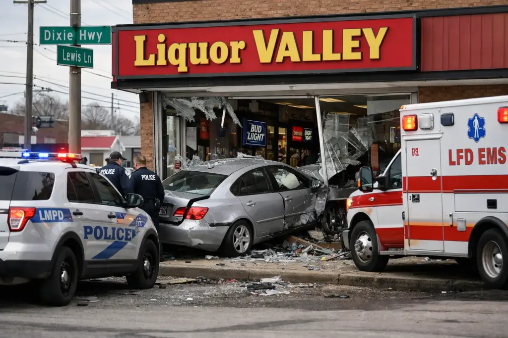 Two Hospitalized After Car Crashes Into Liquor Store on Dixie Highway