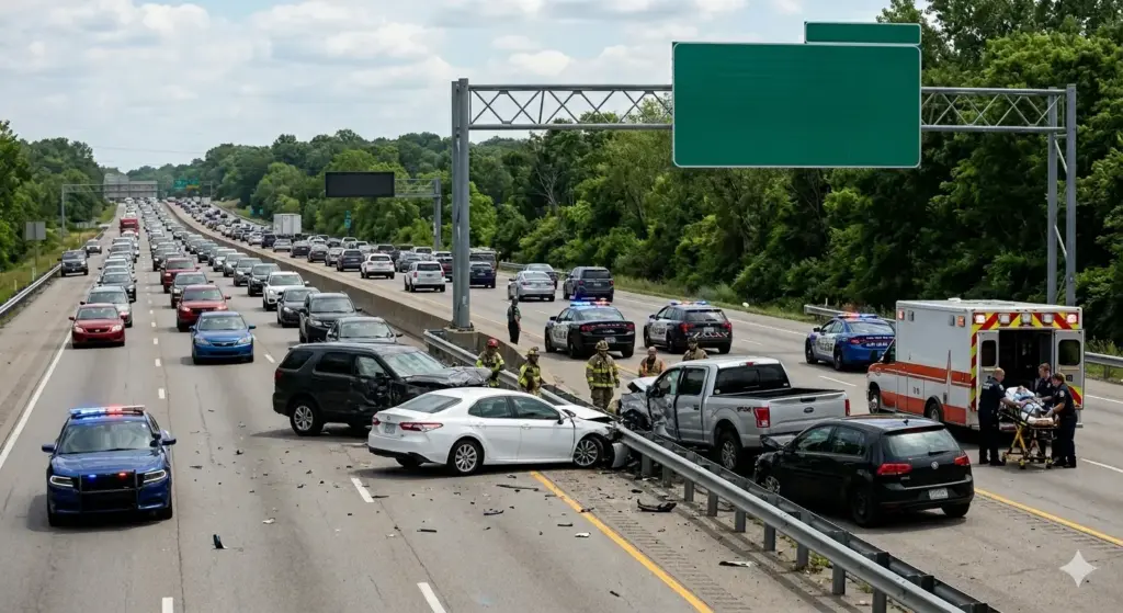 Multiple Vehicle Crash on Interstate 71 South Near Louisville Sends One to Hospital
