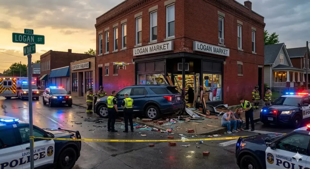 One Dead, Two Injured After Car Crashes Into Building on Logan Street in Louisville, KY