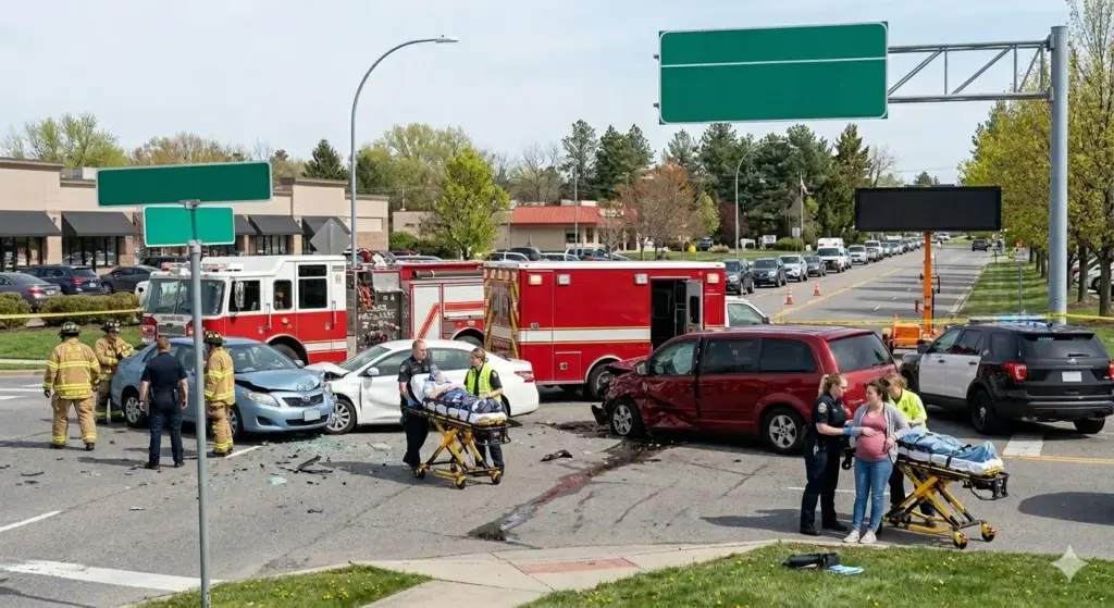 Three-Vehicle Accident in Louisville Injures Two and Closes Shelbyville Road Near Burnley Road