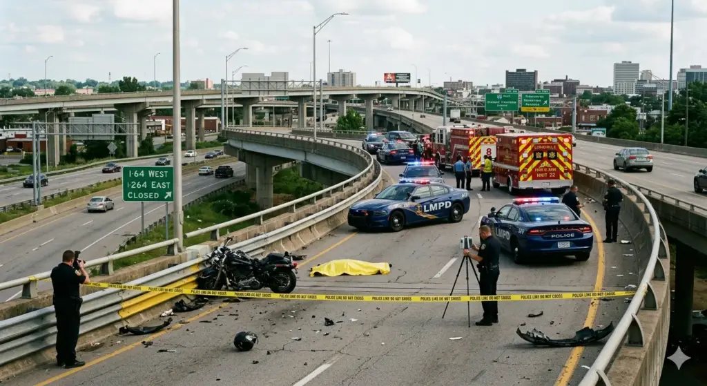 Motorcyclist Killed in Crash on I-64 West Ramp to I-264 East in Louisville