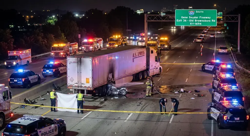 LMPD Officer Killed in Motorcycle Crash With Semi-Truck on I-265 in Louisville